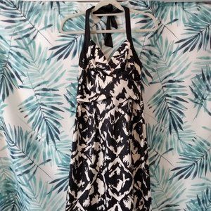 Black & Cream Halter Cocktail Dress